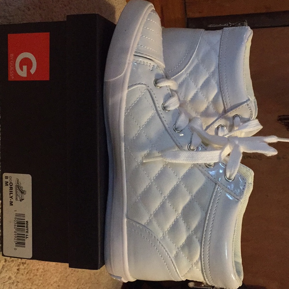 New White Guess High Top Sneakers- Size 8